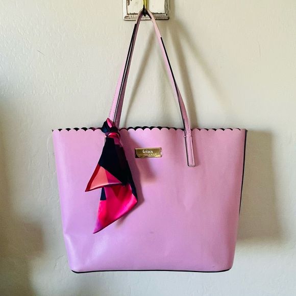 Trina Turk Bags | Color Pop Pink scalloped rim Trina  by Trina Turk large tote💗 - Picture 1 of 13